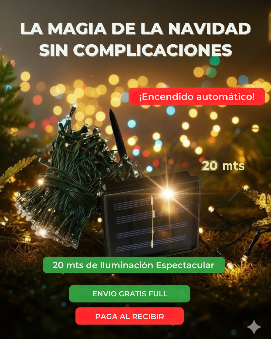 170 luces led solares 20 mts: Tu navidad llena de brillo.